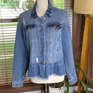 evy’s tree distressed XL jean jacket